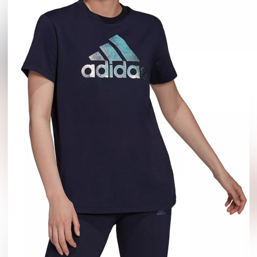 Adidas Foil Motion Graphic Women's T-shirt Size L Like New MSRP $40